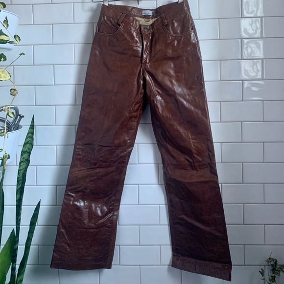 Brown leather pants - Picture 1 of 3